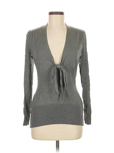 Pre-owned Banana Republic Long Sleeve Top Gray Plunge Neckline Tops
