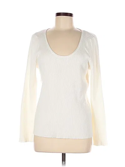 Banana Republic Long Sleeve Top Ivory Scoop Neck Tops In White