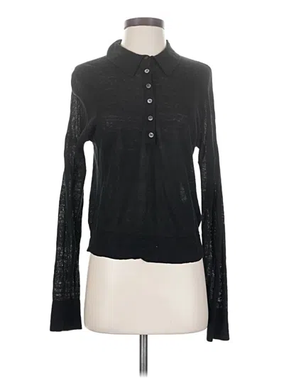 Pre-owned Banana Republic Monogram Long Sleeve Polo Shirt In Black
