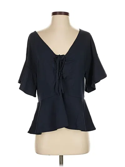 Pre-owned Banana Republic Short Sleeve Blouse In Black