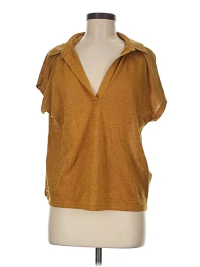 Pre-owned Banana Republic Short Sleeve Blouse In Gold