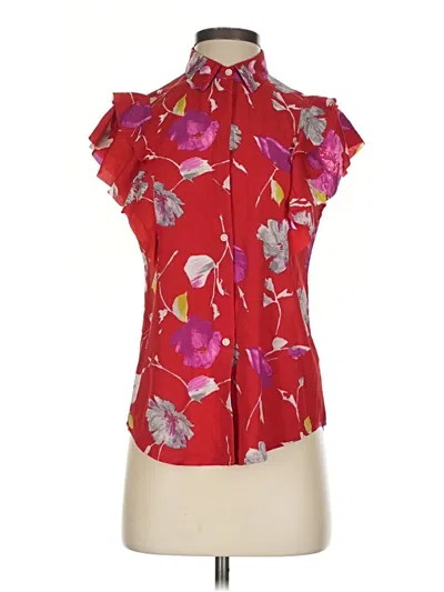 Banana Republic Short Sleeve Blouse In Red