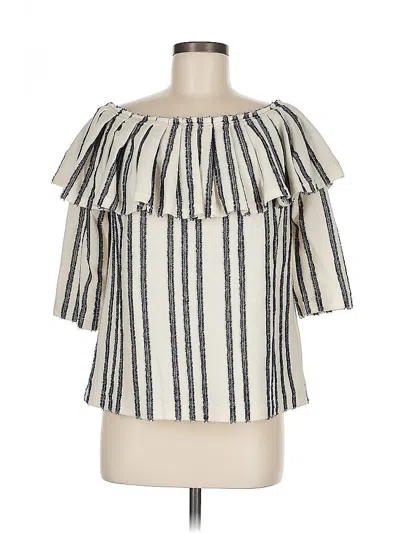 Pre-owned Banana Republic Short Sleeve Blouse In White