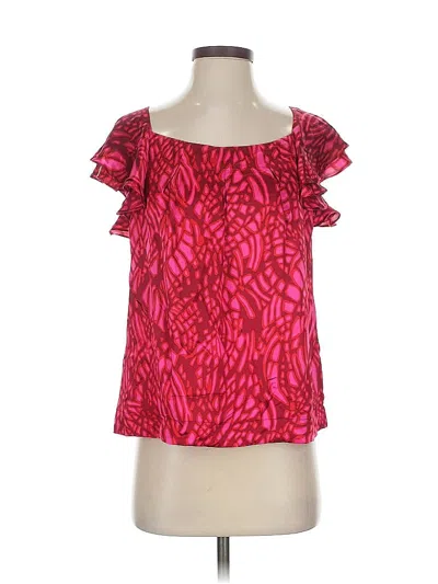Pre-owned Banana Republic Short Sleeve Silk Top Pink Square Neckline Tops