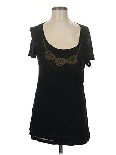Banana Republic Short Sleeve Top Black Sweetheart Neckline Tops In Animal Print