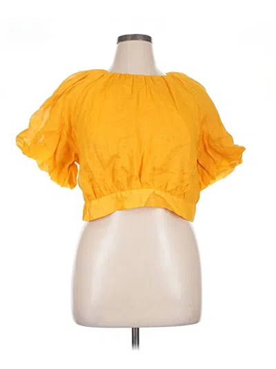 Banana Republic Short Sleeve Top Yellow Ruffles Neckline Tops
