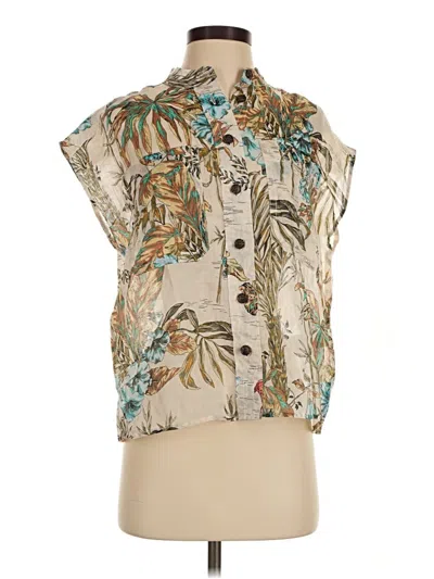 Pre-owned Banana Republic Sleeveless Button Down Shirt In Tan