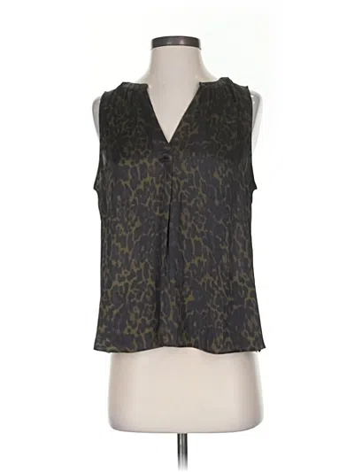 Pre-owned Banana Republic Tank Top Black Leopard Print Pattern Collared Neckline Tops