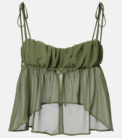 Bananhot Adelina Asymmetric Ruched Top In Green