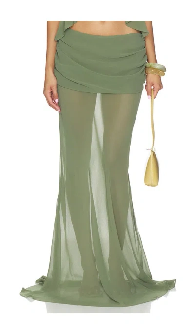 Bananhot Adelina Maxi Skirt In Olive Peridot