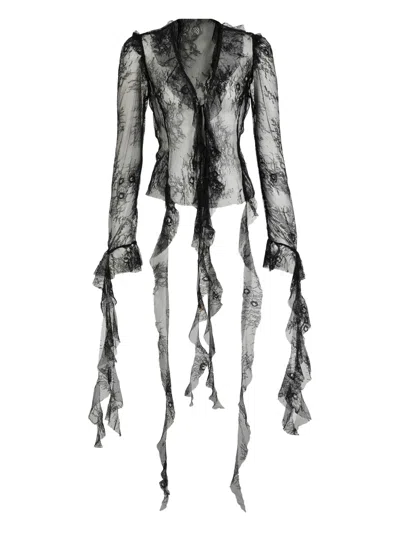 Bananhot Alana Ruffled Shirt In Black