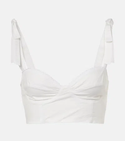 Bananhot Alba Cotton Poplin Crop Top In White