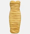 Bananhot Alex Ruched Midi Dress In Gold Lurex