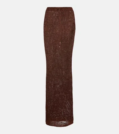 Bananhot Alma Knitted Sequined Beach Cover-up In Brown