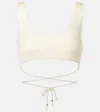 Bananhot Alma Sequined Knitted Bikini Top In White
