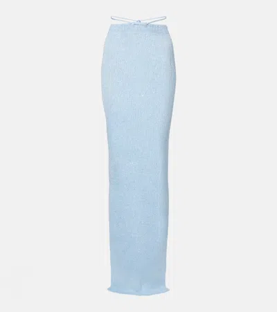 Bananhot Alma Sequined Knitted Maxi Skirt In Blue