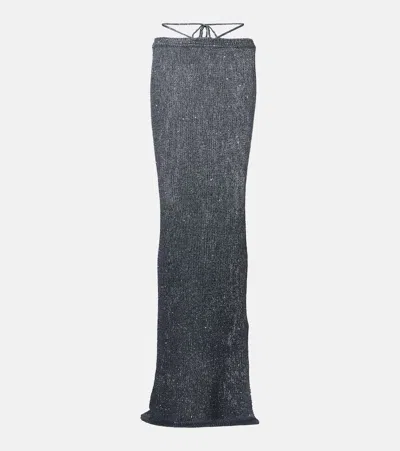 Bananhot Alma Sequined Maxi Skirt In Grey