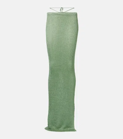 Bananhot Alma Sequined Maxi Skirt In Sage Green Sequin Knit