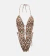 Bananhot Amor Printed Swimsuit In Brown Paisley