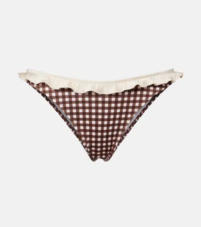 Bananhot Angela Gingham Bikini Bottoms In Brown
