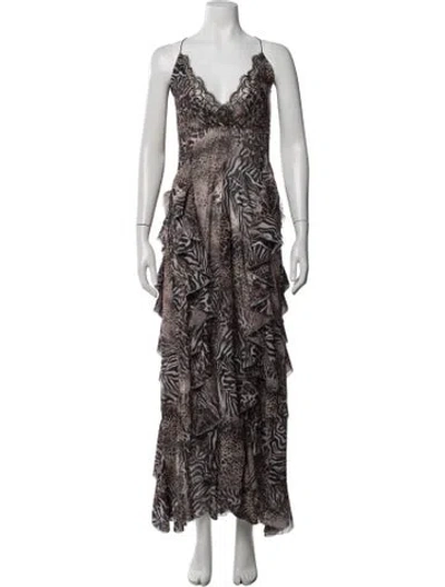 Pre-owned Bananhot Animal Print Long Dress W/ Tags In Brown