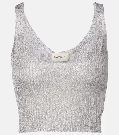 Bananhot Aretha Sequined Crop Top In Gray