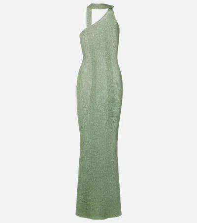 Bananhot Aretha Sequined One-shoulder Maxi Dress In Green