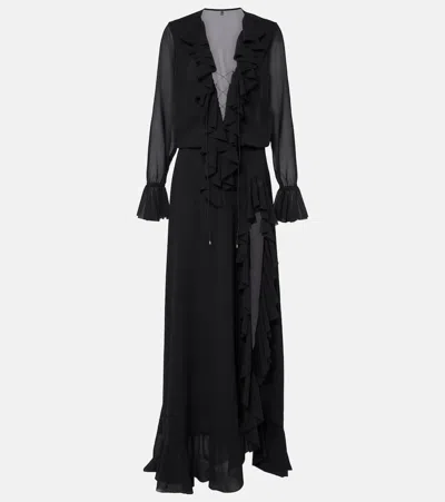 Bananhot Bellen Ruffled Maxi Dress In Black