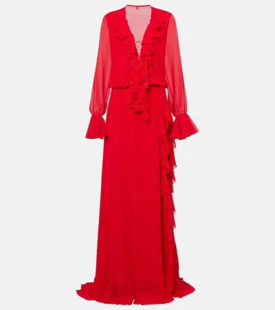 Bananhot Bellen Ruffled Maxi Dress In Red