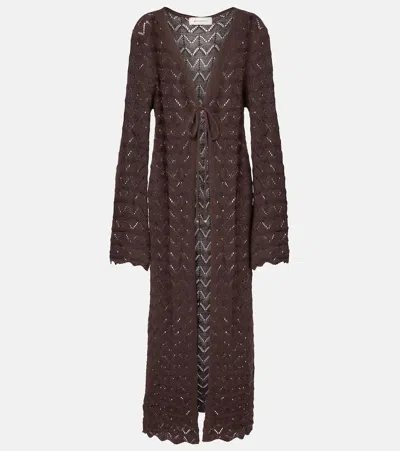 Bananhot Boha Pointelle Cotton-blend Beach Cover-up In Brown