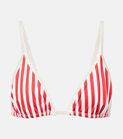 Bananhot Candy Striped Triangle Bikini Top In Red