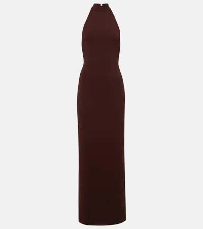 Bananhot Carrie Halterneck Jersey Maxi Dress In Brown