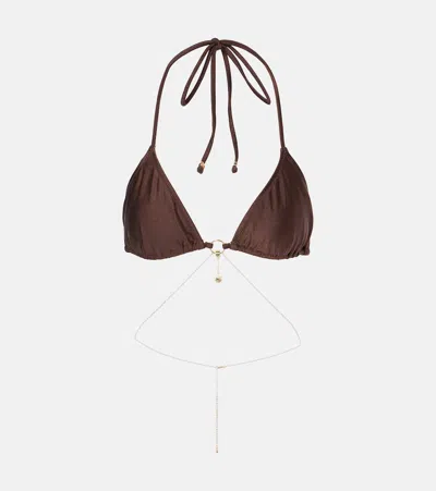 Bananhot Chain-detail Triangle Bikini Top In Brown