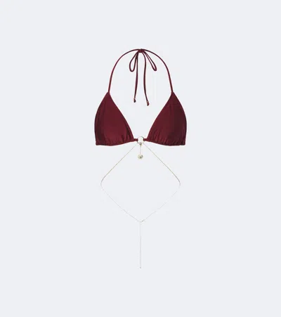 Bananhot Chain Embellished Bikini Top In Burgundy