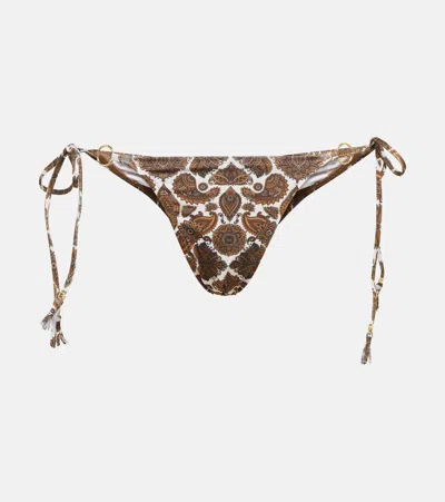 Bananhot Chain Printed Bikini Bottoms In Brown Paisley