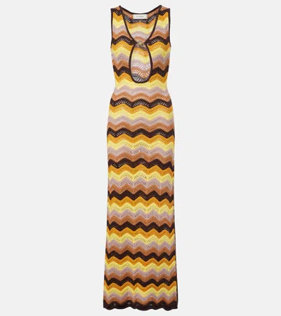 Bananhot Charli Chevron Crochet Cotton-blend Maxi Dress In Multi