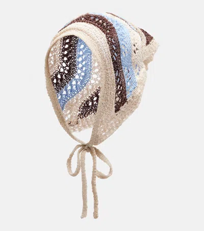 Bananhot Chevron Crochet Scarf In Blue