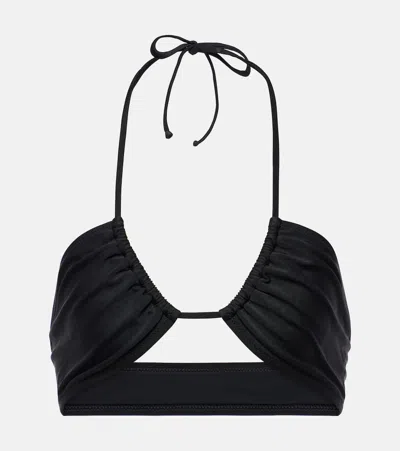 Bananhot Chili Ruched Halterneck Bikini Top In Black