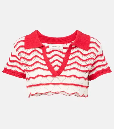 Bananhot Coco Cropped Cotton-blend Crochet Top In Red