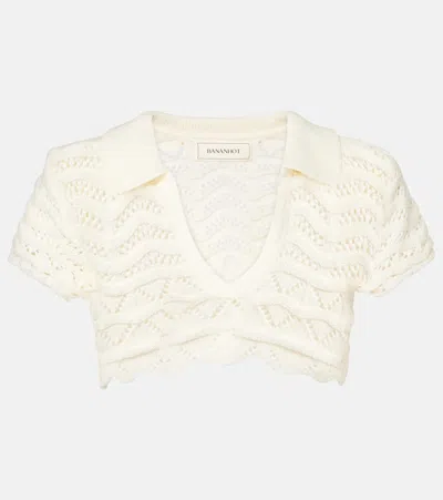 Bananhot Coco Knitted Cotton-blend Crop Top In White
