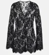 Bananhot Cotton And Brocade Lace Minidress In Black