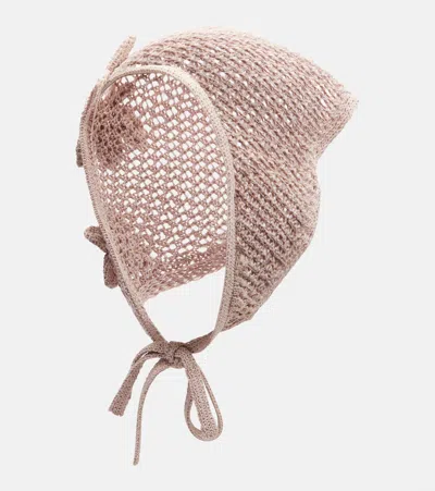 Bananhot Crochet Floral-appliqué Scarf In Pink