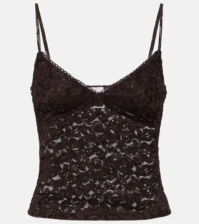 Bananhot Daisy Floral Lace Top In Brown
