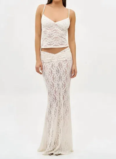Bananhot Daisy Maxi Skirt In Cream Lace In White