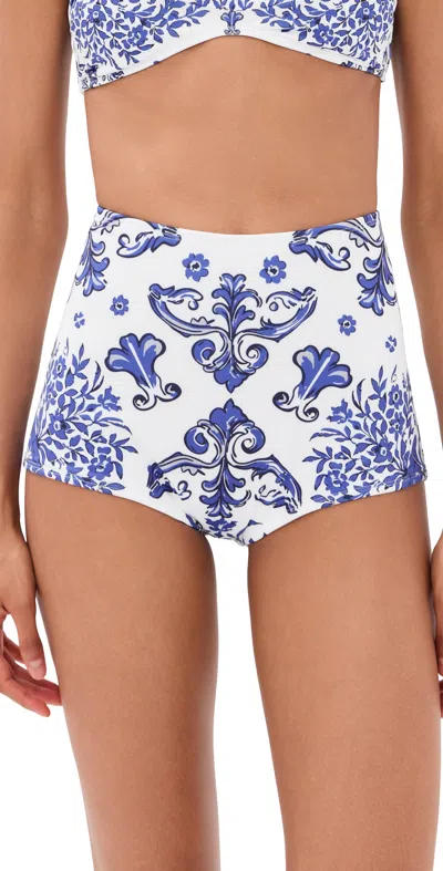 Bananhot Don High-rise Bikini Bottoms Blue Matera In Multi