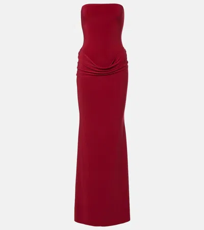 Bananhot Elice Draped Cotton Maxi Dress In Burgundy