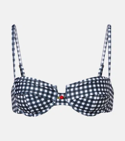 Bananhot Esme Gingham Bikini Top In Brown