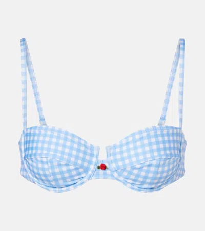Bananhot Esme Gingham Bikini Top In Blue