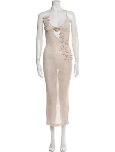 Pre-owned Bananhot Floral Print Long Dress In Neutrals