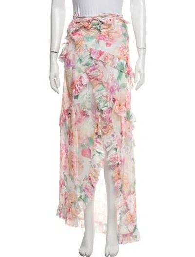 Pre-owned Bananhot Floral Print Long Skirt In Pink